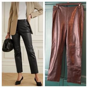Italian Leather straight leg pants trousers size 4